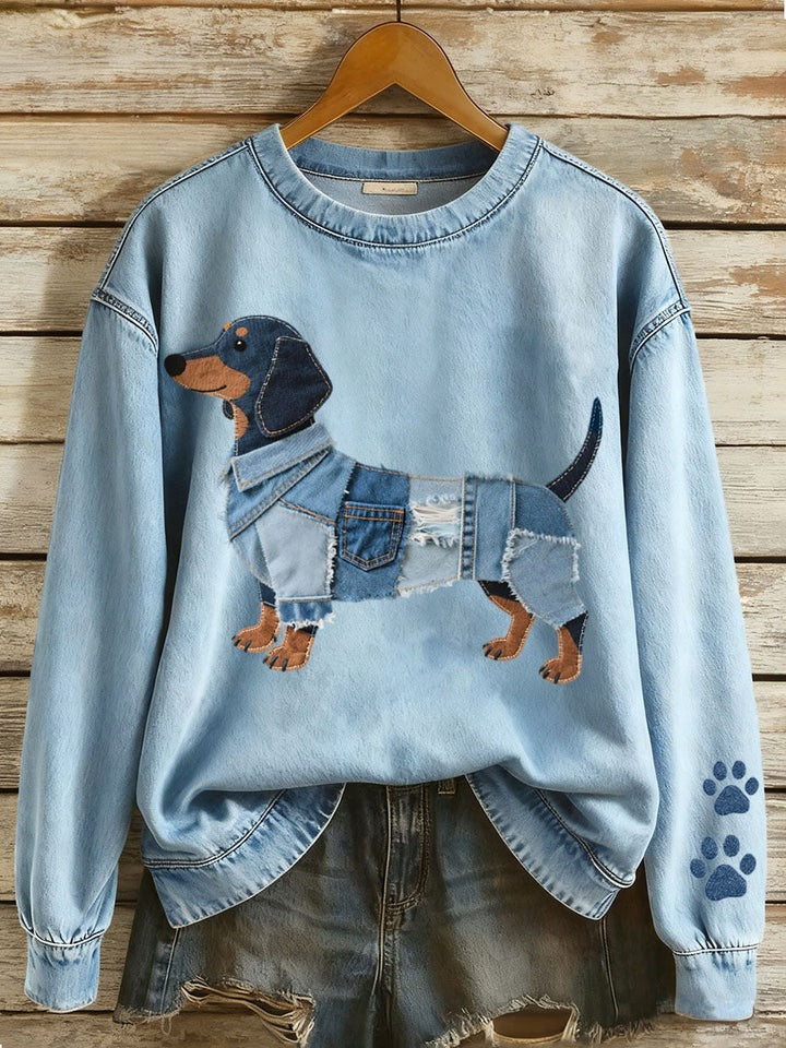 Damen Pullover mit Blumenprint und Rundhals