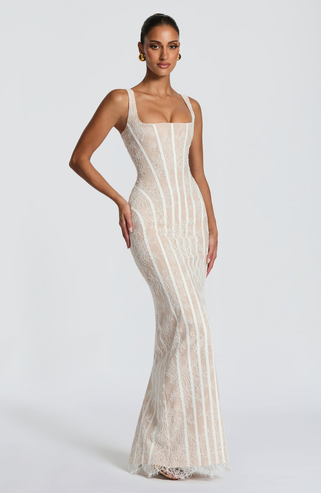 Elegantes Mesh-Kleid mit Vertikalstreifen