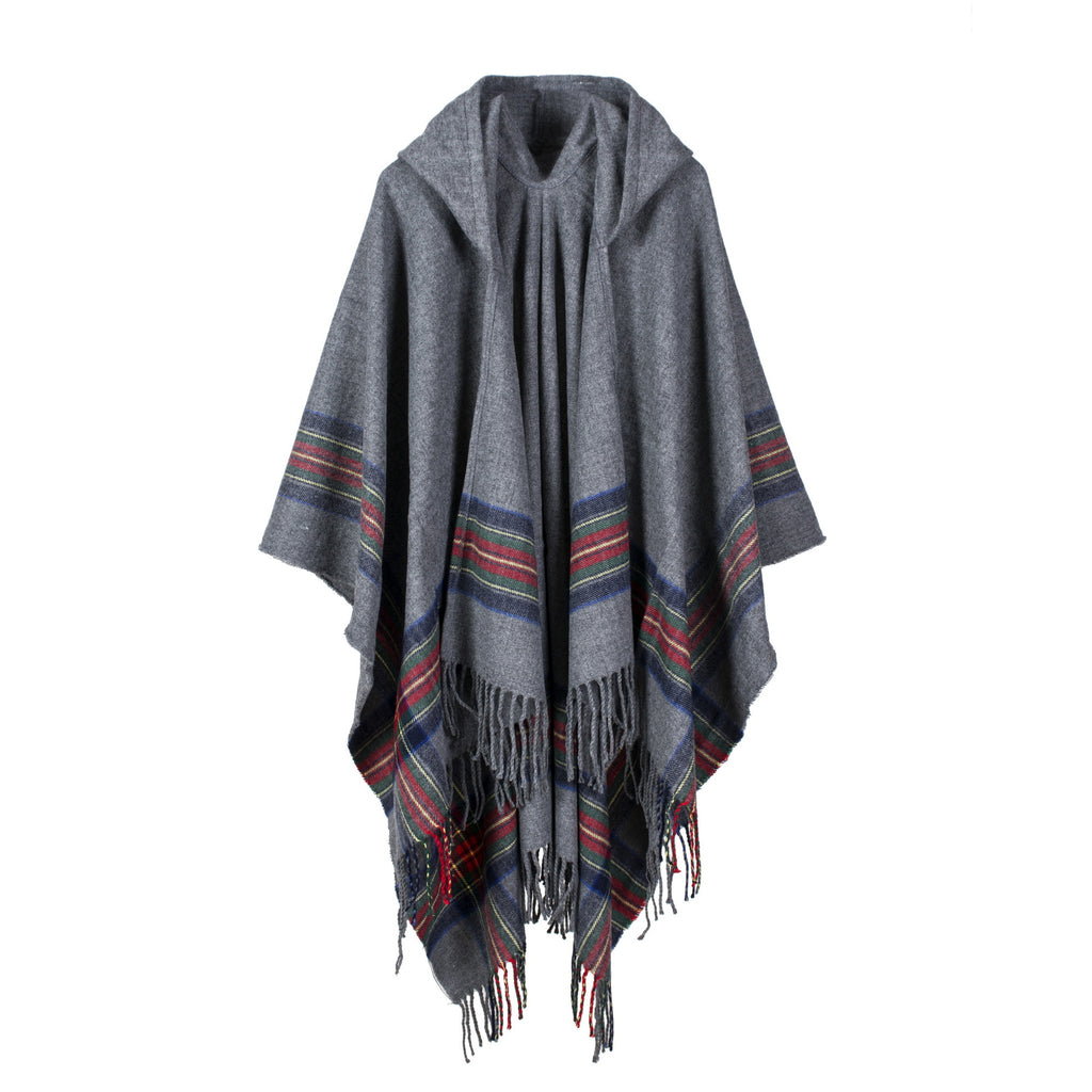 Tassel Fashion Jacquard Kapuzen-Cape – Bild 5 | LuxeStyle