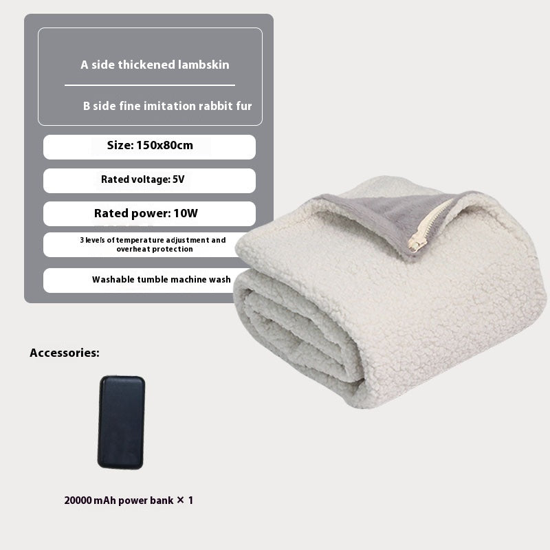 USB-Heizdecke aus Lambschafwolle 150x80 cm