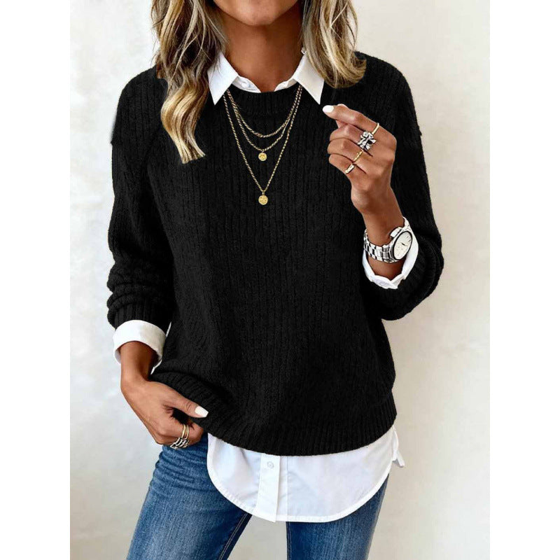 Freizeit-Pullover mit Rundhals und langen Ärmeln