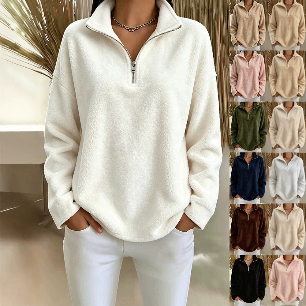 Fleece Hoodie mit Stehkragen und Reissverschluss