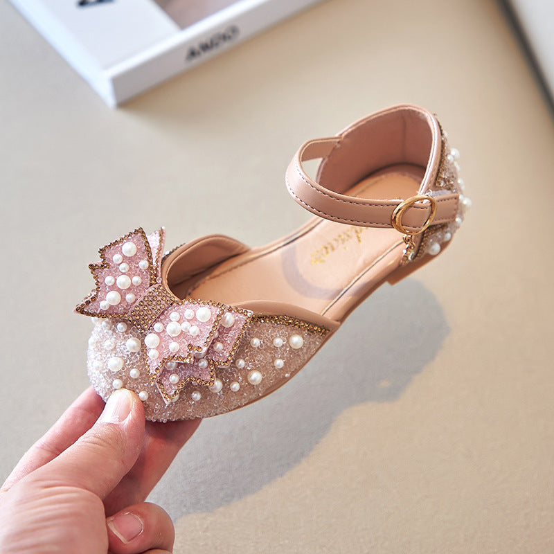 Mädchen Prinzessinnen-Pumps mit Perlen und Schleife – Bild 3 | LuxeStyle