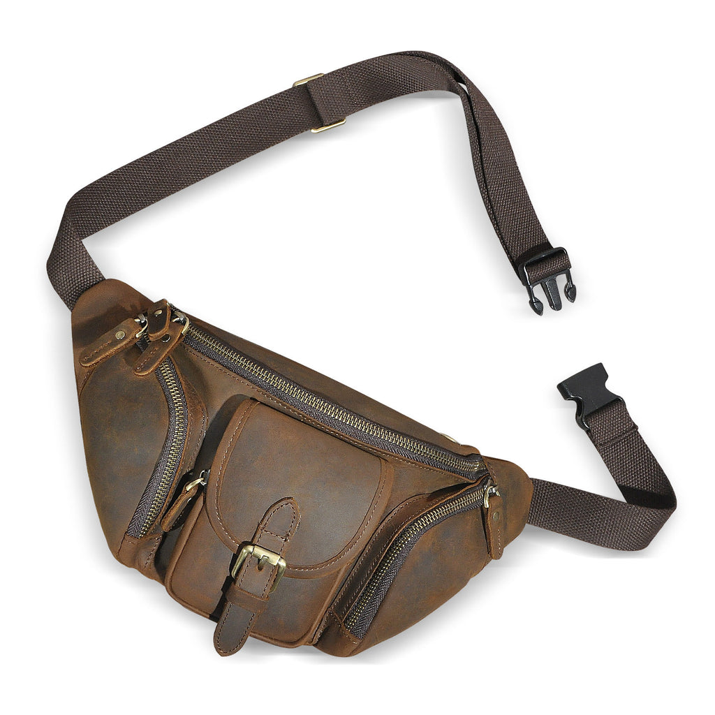 Crazy Horse Leder Brusttasche für Herren – Ansicht 3