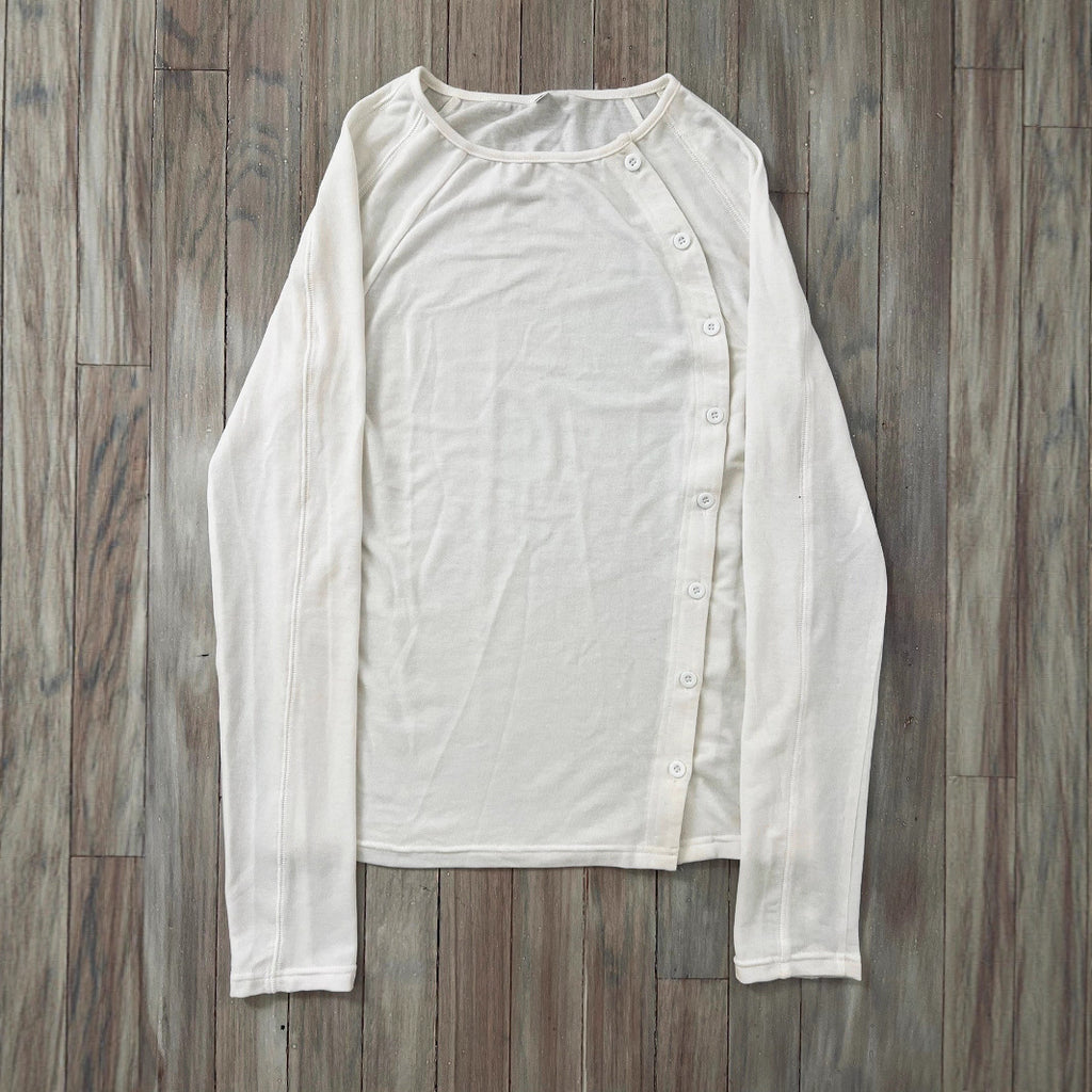 Langarm-Shirt mit Rundhals und Knopfleiste