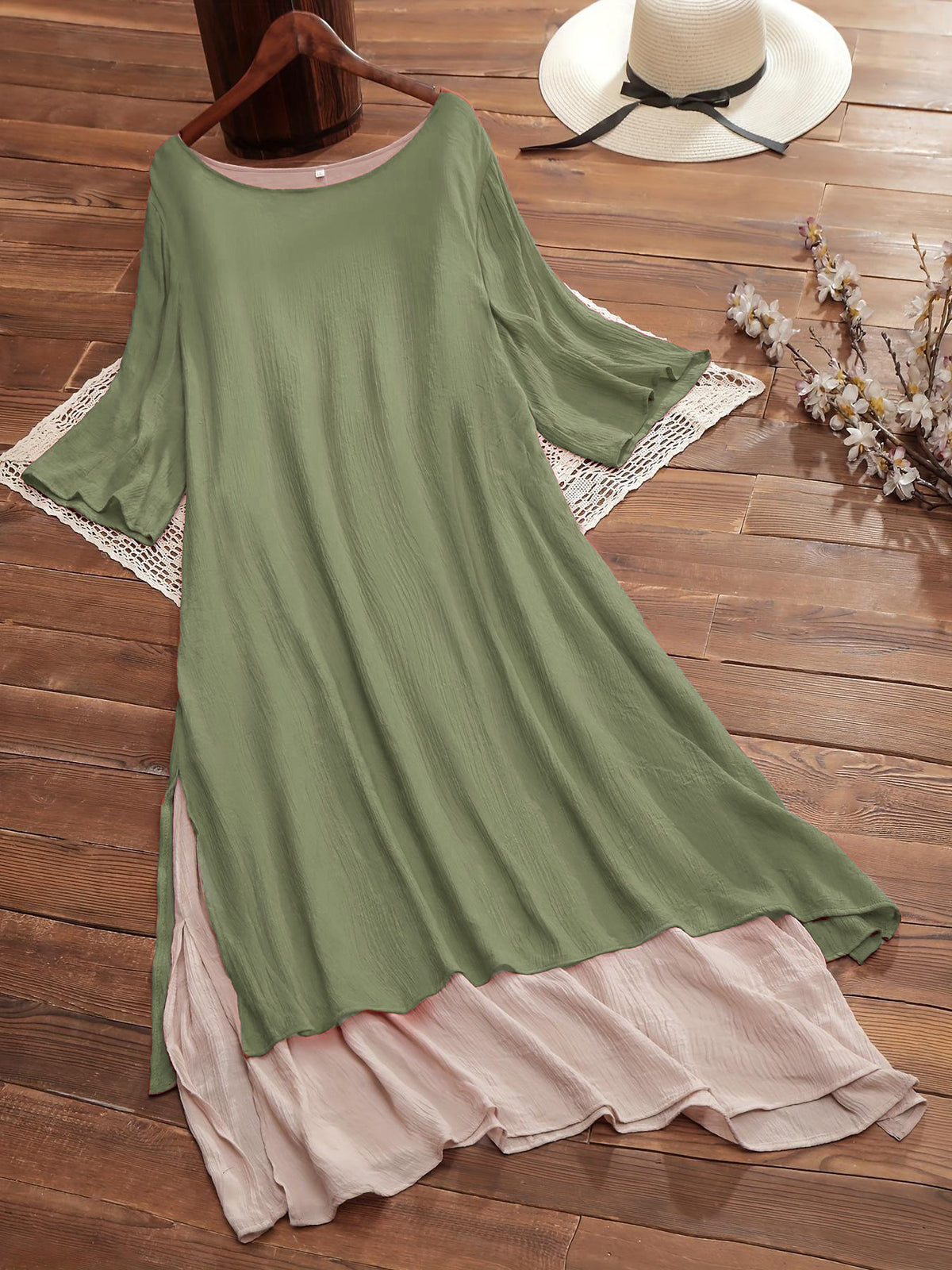 Langes Kleid im Lagenlook mit Dreiviertelarm – Bild 5 | LuxeStyle