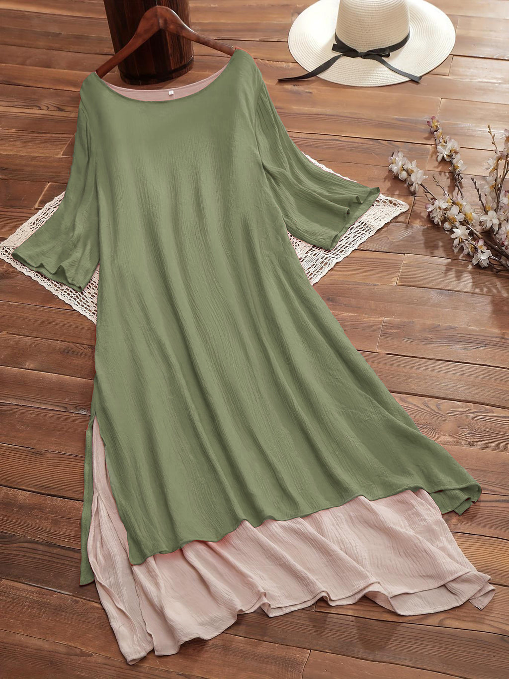 Langes Kleid im Lagenlook mit Dreiviertelarm – Bild 7 | LuxeStyle