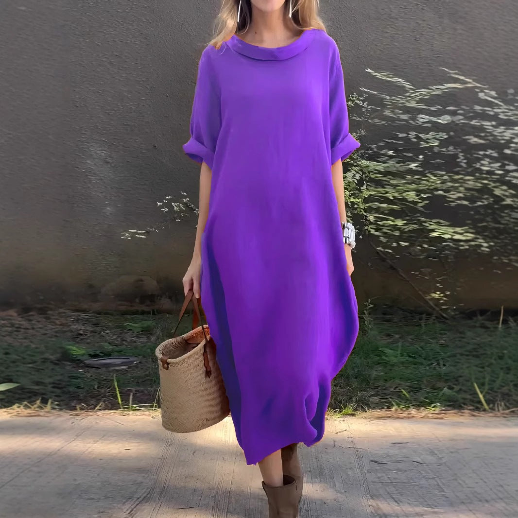 Maxikleid mit Rundhals und 3/4-Ärmeln