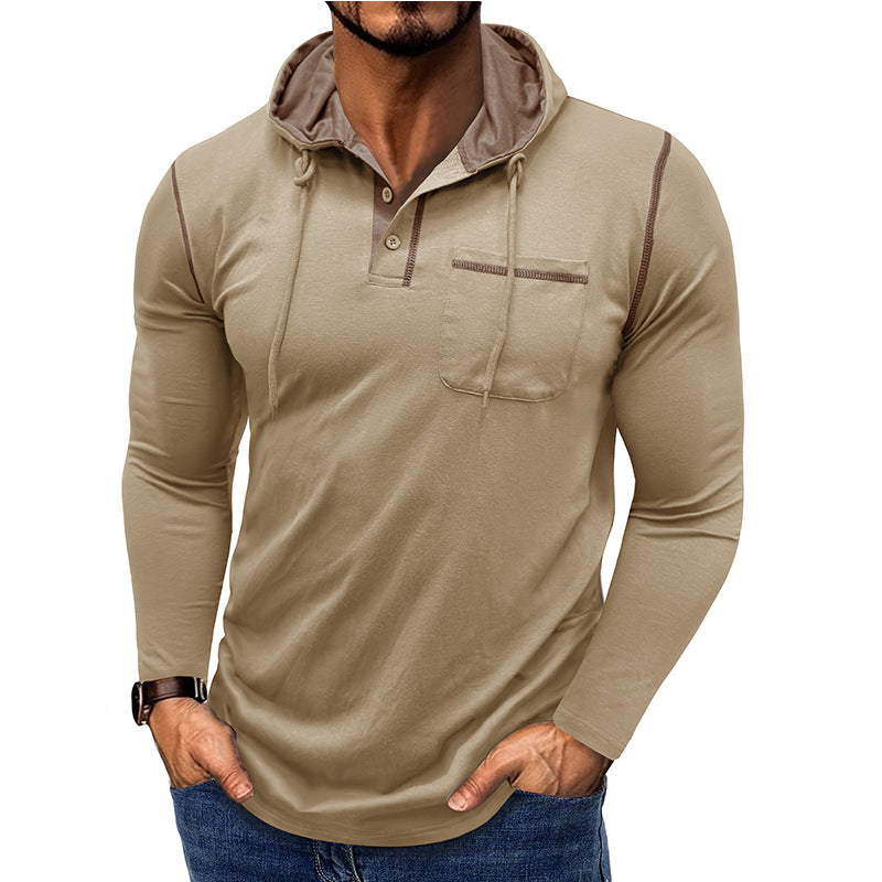 Herren Langarmshirt Henley mit Kapuze – Bild 8 | LuxeStyle