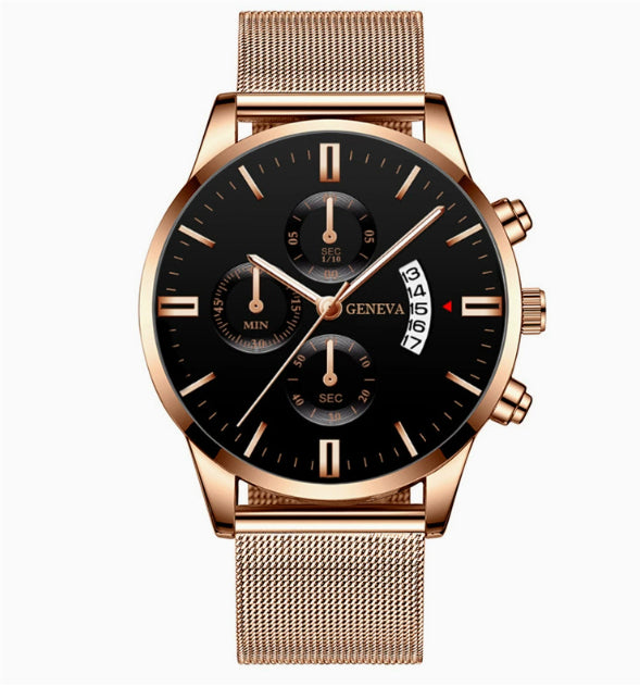 Herren Business Quarzuhr mit Edelstahl-Armband