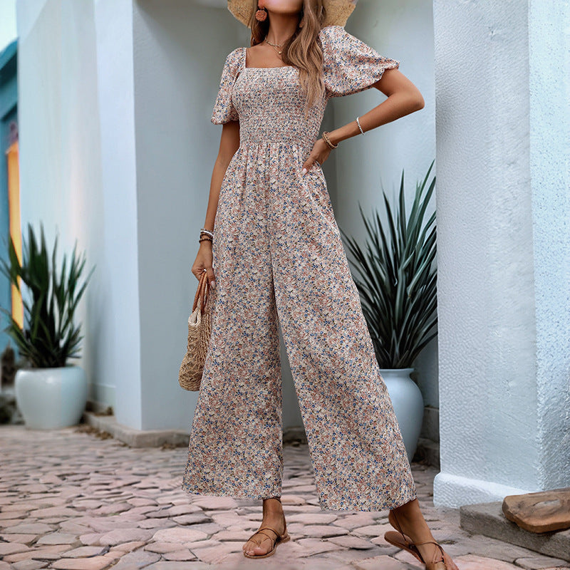 Geblümter Jumpsuit mit Puffärmeln – Bild 1 | LuxeStyle