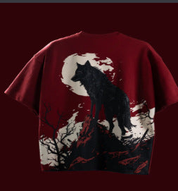 Amerikanisches T-Shirt Bordeauxrot abgeflachte Schultern
