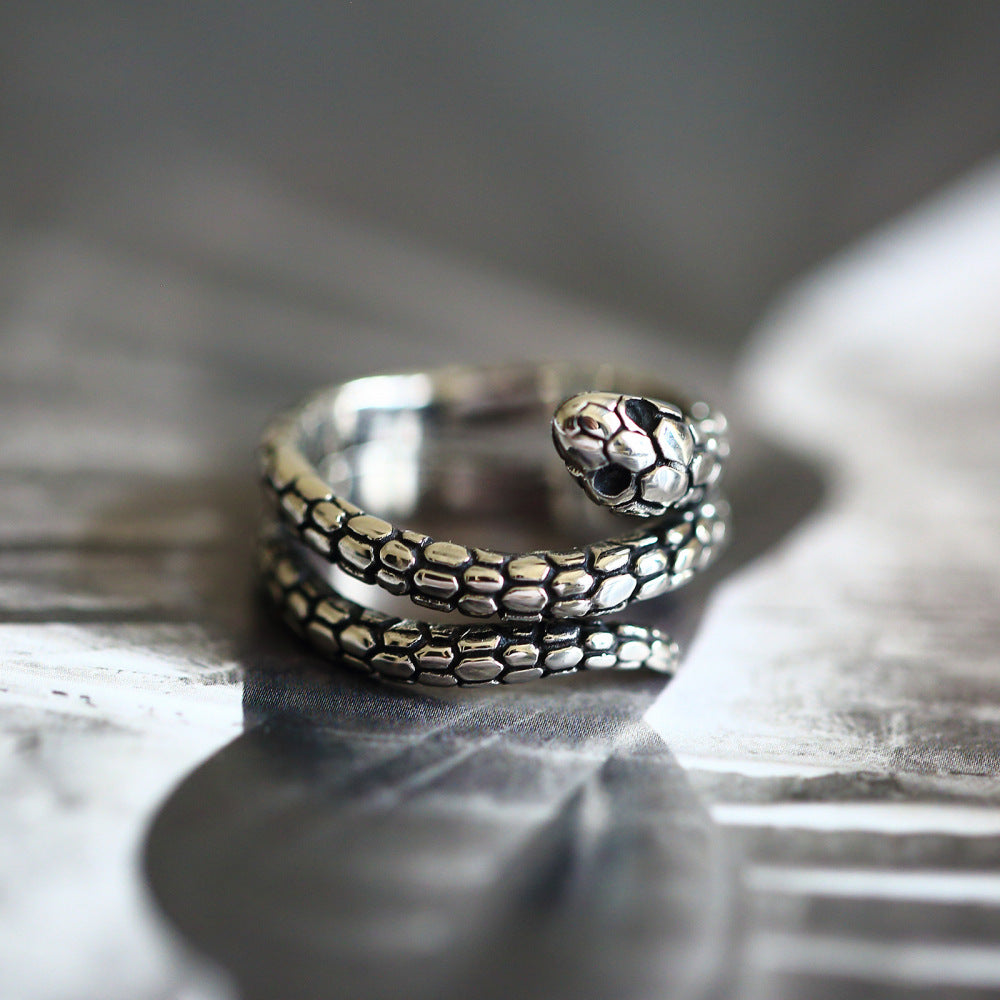Herren Ring Edelstahl Schlange