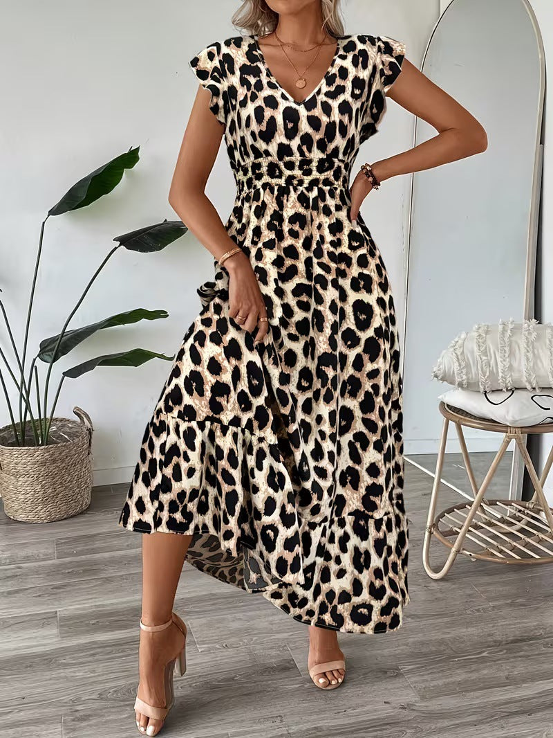 Damen V-Ausschnitt Dolman-Kleid mit Blumenmuster