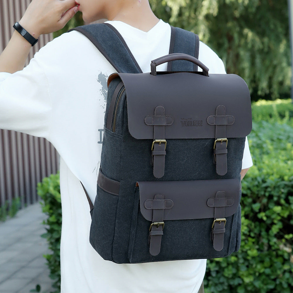 Männlicher Canvas-Computer-Rucksack | LuxeStyle