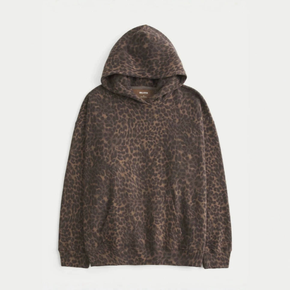 Kapuzen-Sweatshirt mit Leopardenmuster