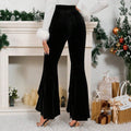 High-Waist Samthose mit Spitze