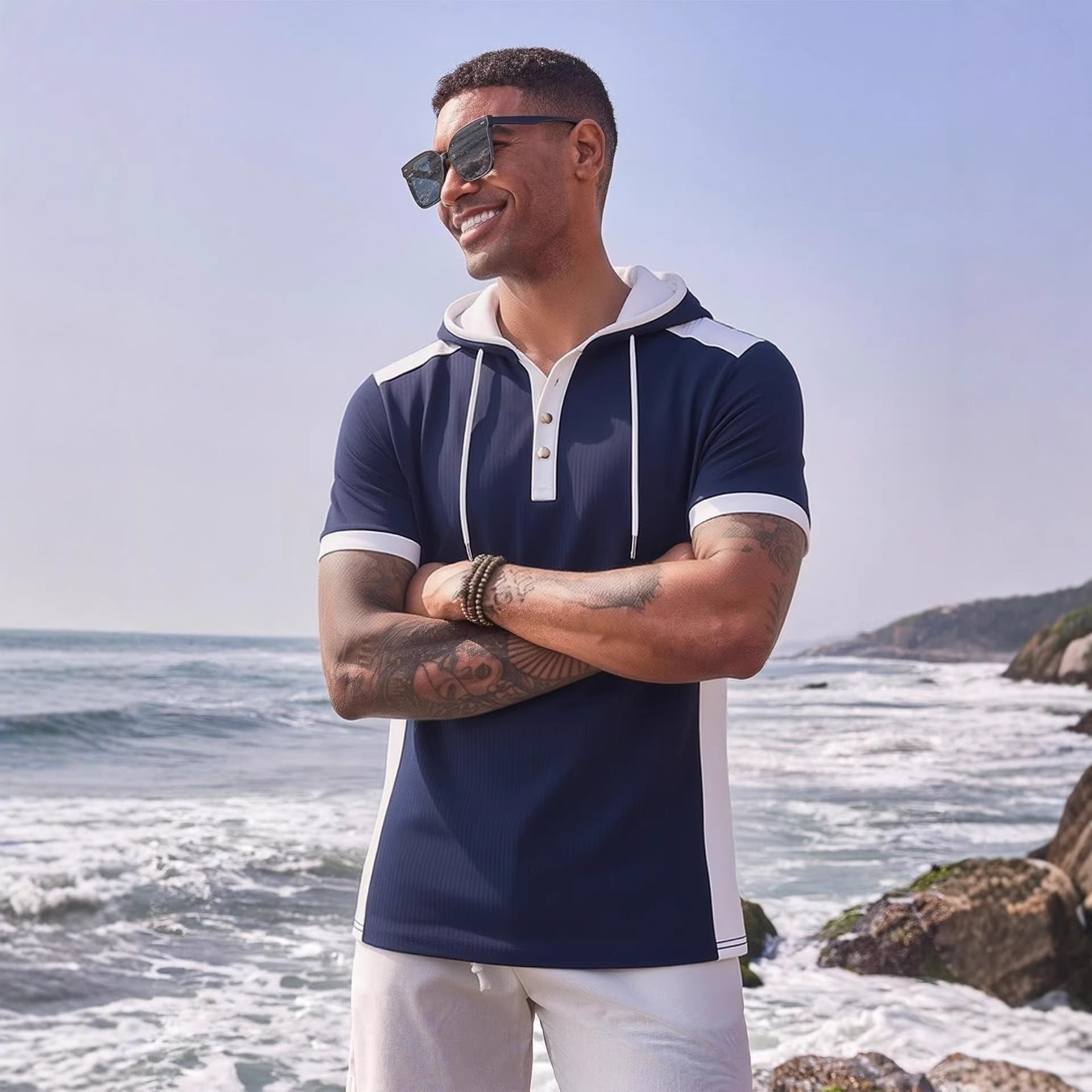 Kurzarm Hoodie für Herren