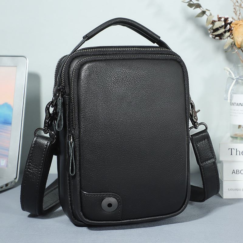 Leder Crossbody Tasche – Herren, schwarz | LuxeStyle