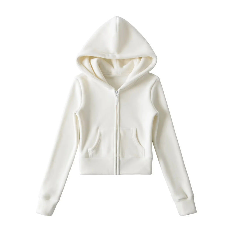Kurzer Fleece-Kapuzenpullover für Damen – Bild 5 | LuxeStyle