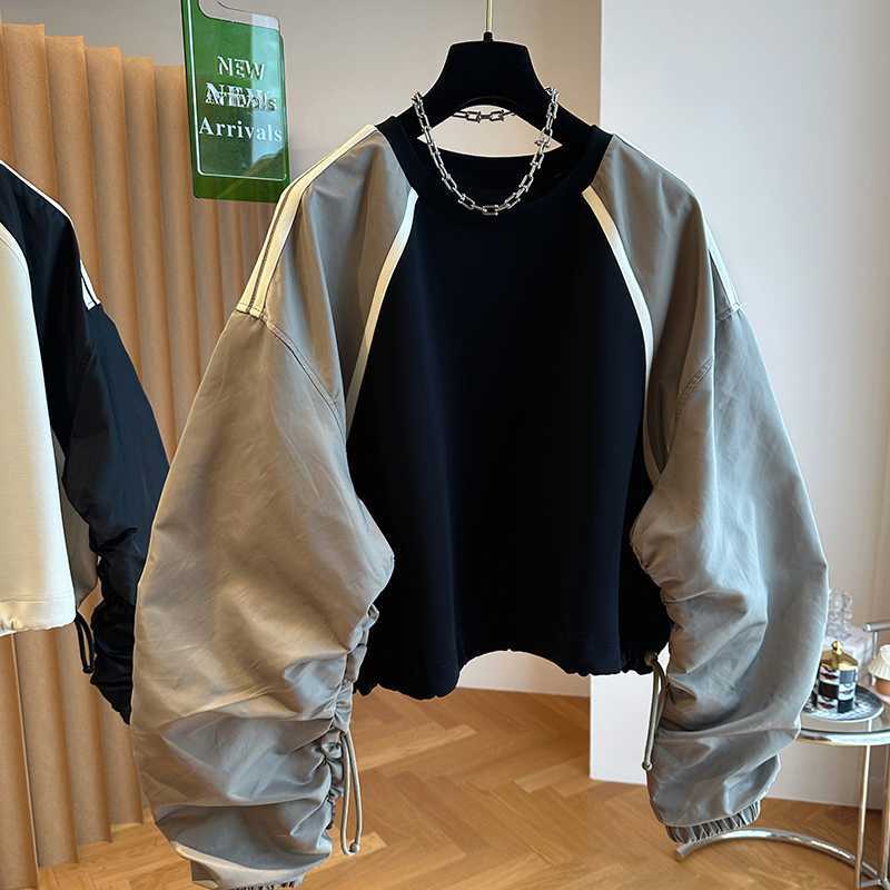 Patchwork Color-Block Raglan-Sweatshirt für Damen