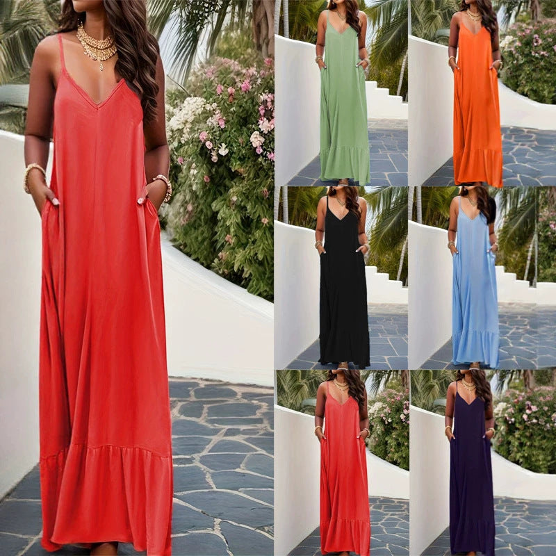 Elegantes Trägerkleid in Einfarbig