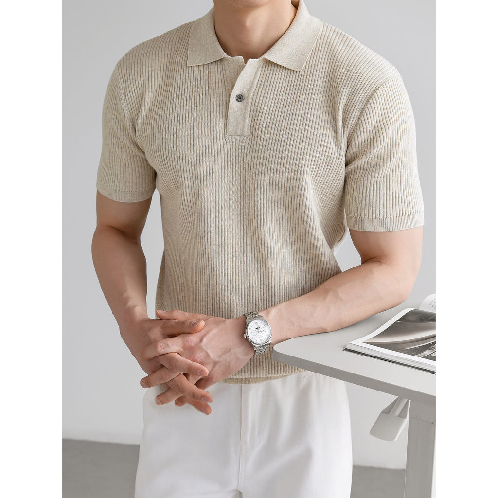 Herren-Polo Kurzarm Strick-T-Shirt