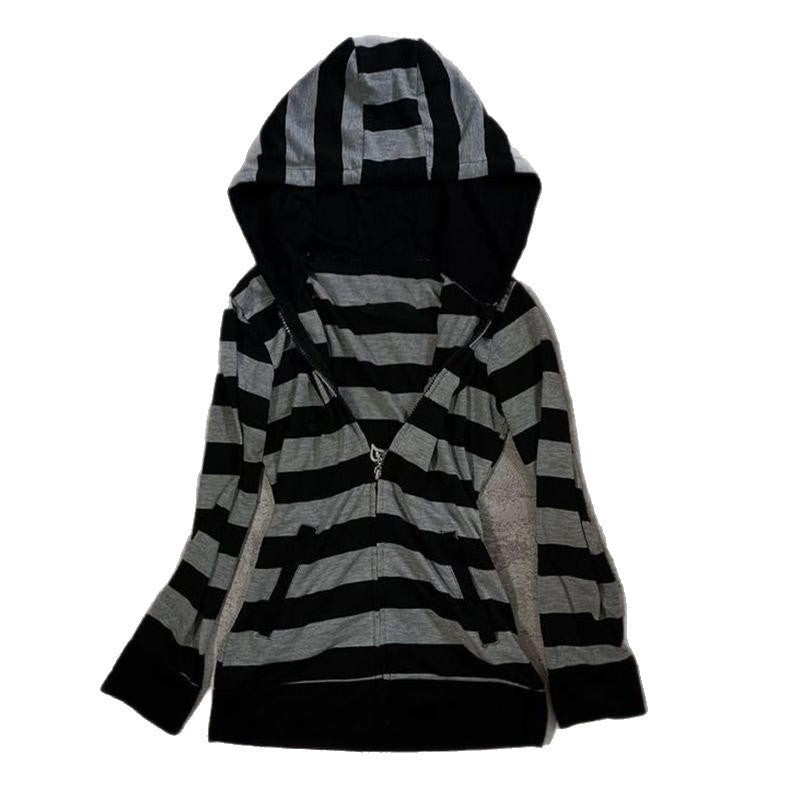 Retro Streifen Hoodie mit Zipper