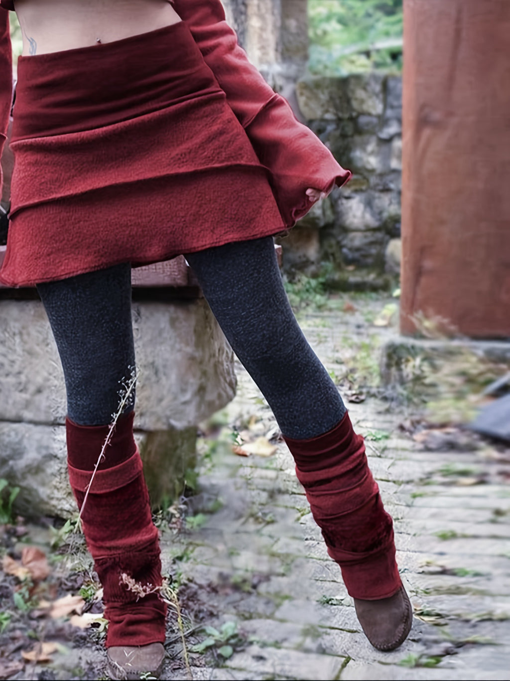 Patchwork Leggings mit Kontrastfarben