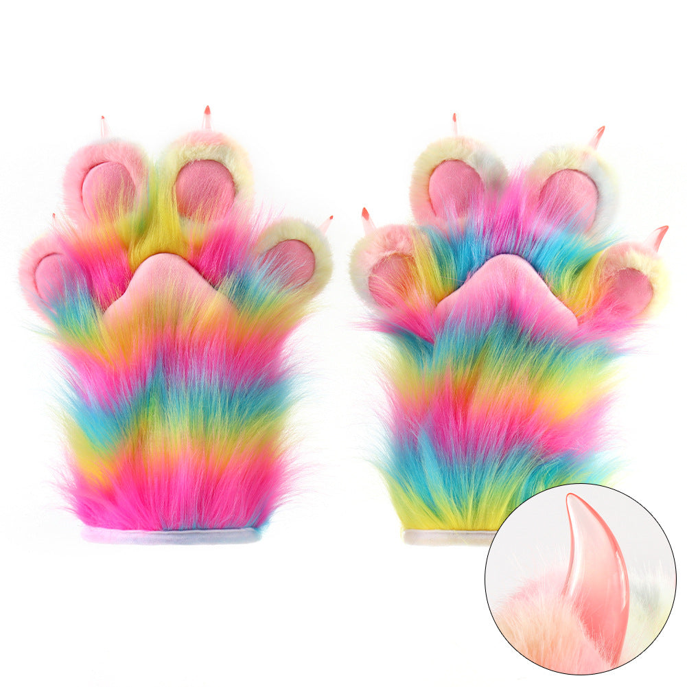 Plüschige Tierpfoten-Handschuhe