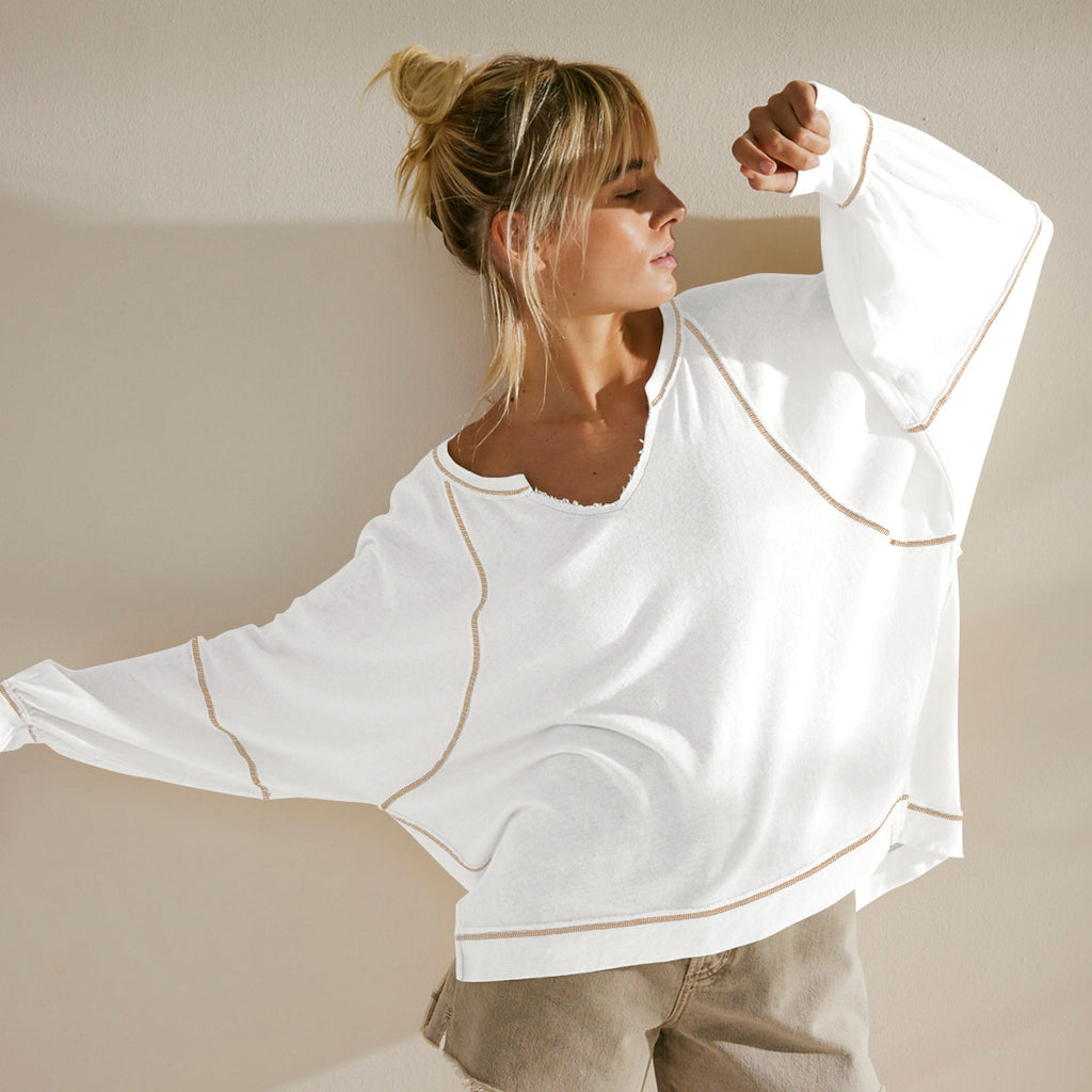 V-Ausschnitt Strickpullover für Damen