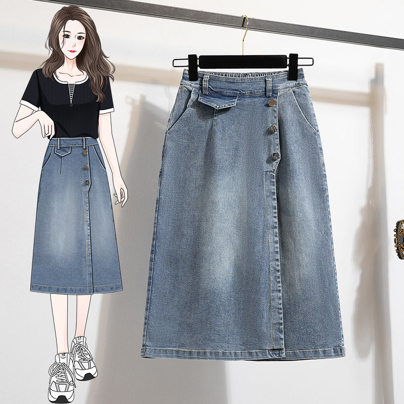 Cropped Hose, lightblau, hohe Taille
