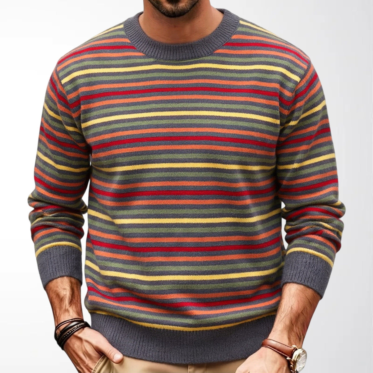 Slim-Fit Pullover mit Streifen – Bild 2 | LuxeStyle