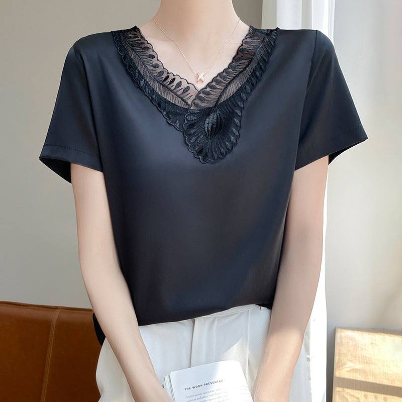 V‑Rücken Kurzärmliges T-Shirt | LuxeStyle