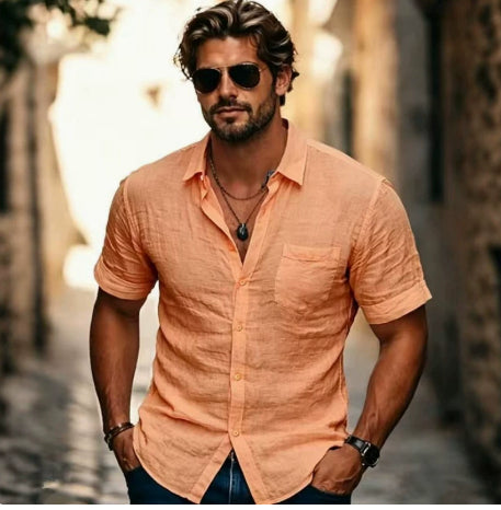 Herren Langarmhemd mit Revers und Brusttasche – Bild 6 | LuxeStyle