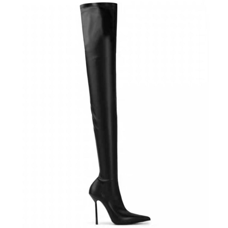 Spitzschuh-Boots mit Stiletto-Absatz, überknie, Plus-Größen