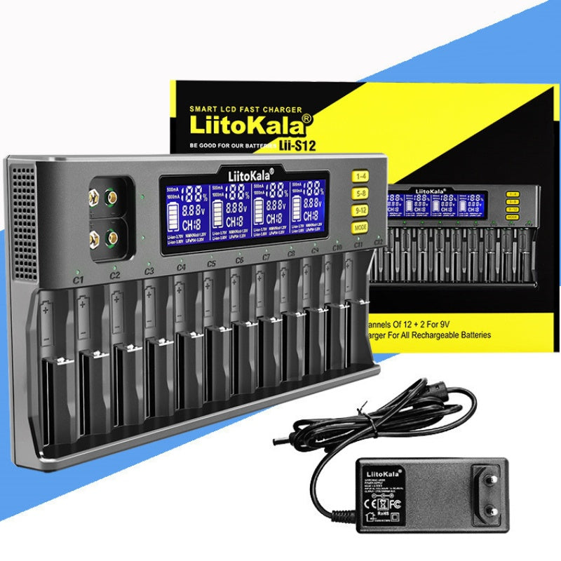 Lii-S12 Universal-Ladegerät mit 12 Schächten