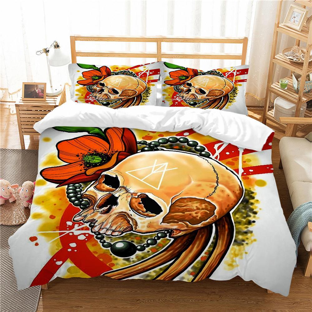 3D-Digitaldruck Schädel Kissenbezug & Deckenhülle Set