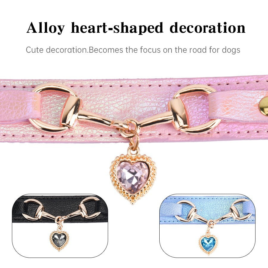 Glitzerstein-PU-Leder-Halsband für kleine Hunde