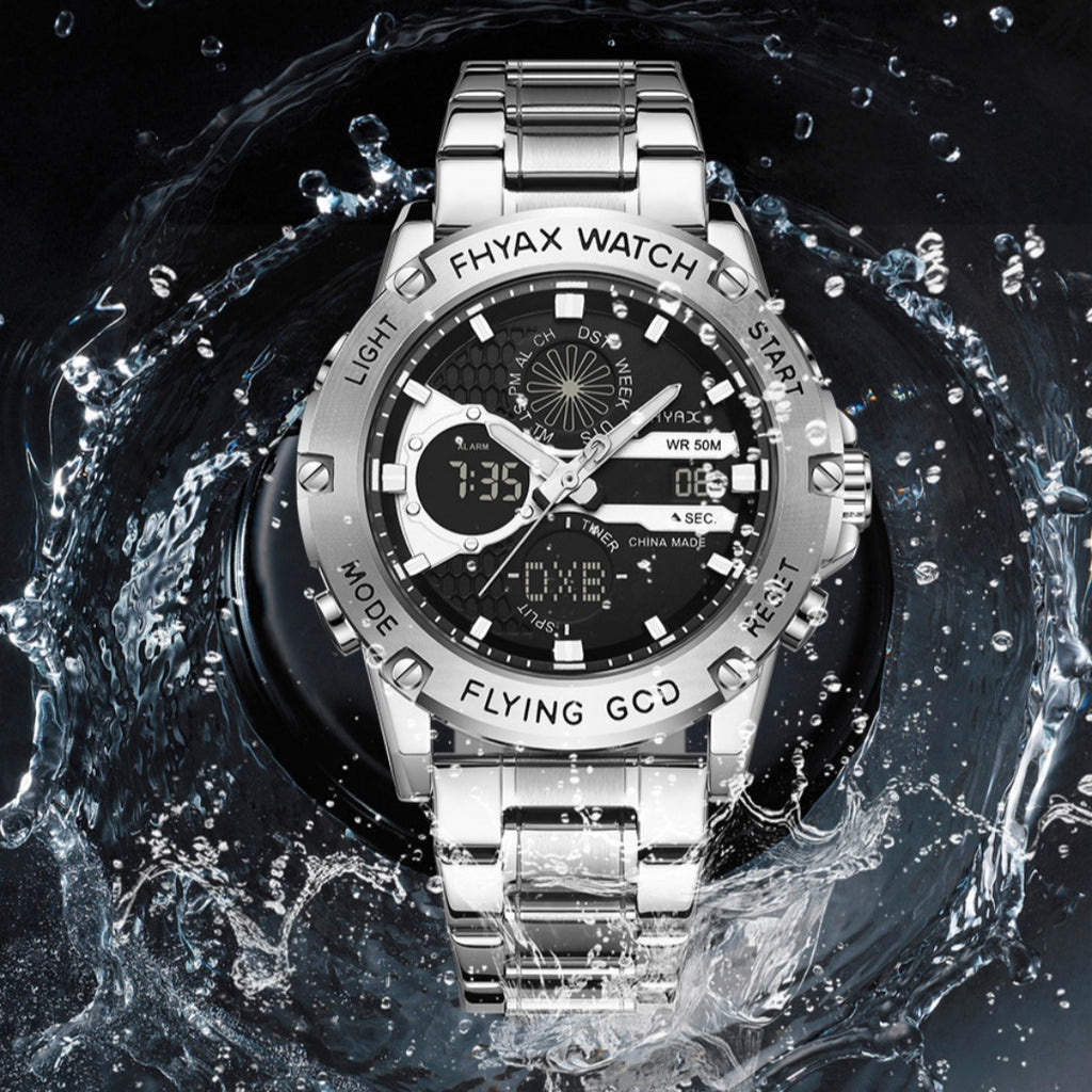 Business Casual Doppel-Display Leuchtende Wasserdichte Uhr