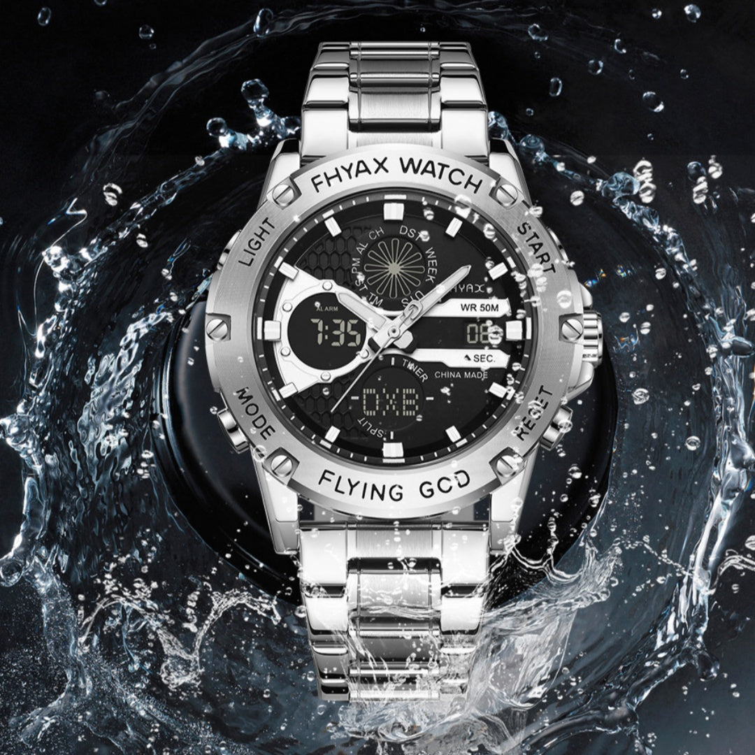 Business Casual Doppel-Display Leuchtende Wasserdichte Uhr