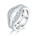 925er Sterlingsilber Doppelbandring mit 54 D-VVS1 Moissanit Pavé, Plat