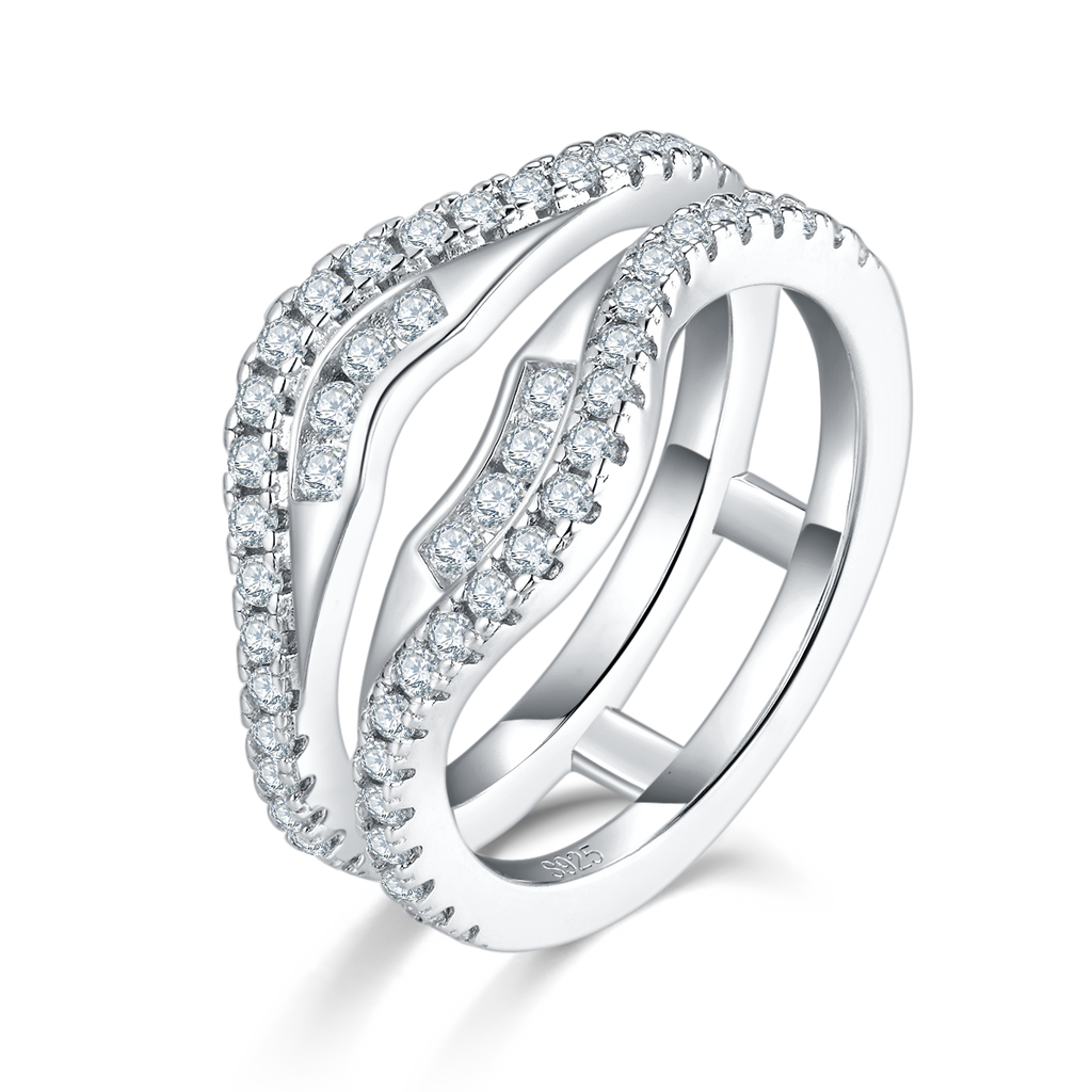 Doppelbandring mit 54 Moissanite-Steinen