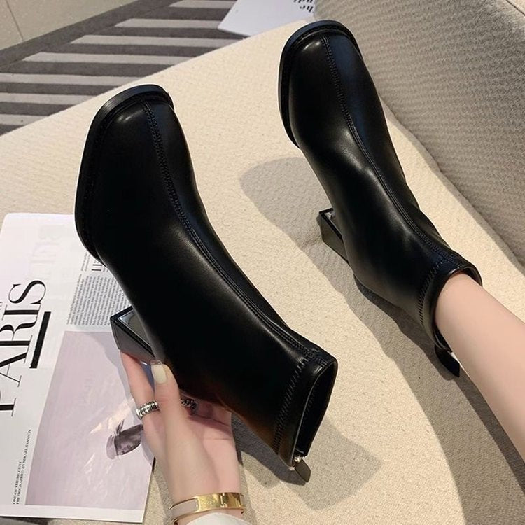 Chunky Ankle Boots mit Reissverschluss