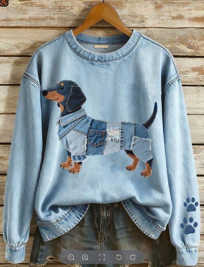 Damen Pullover mit Blumenprint und Rundhals