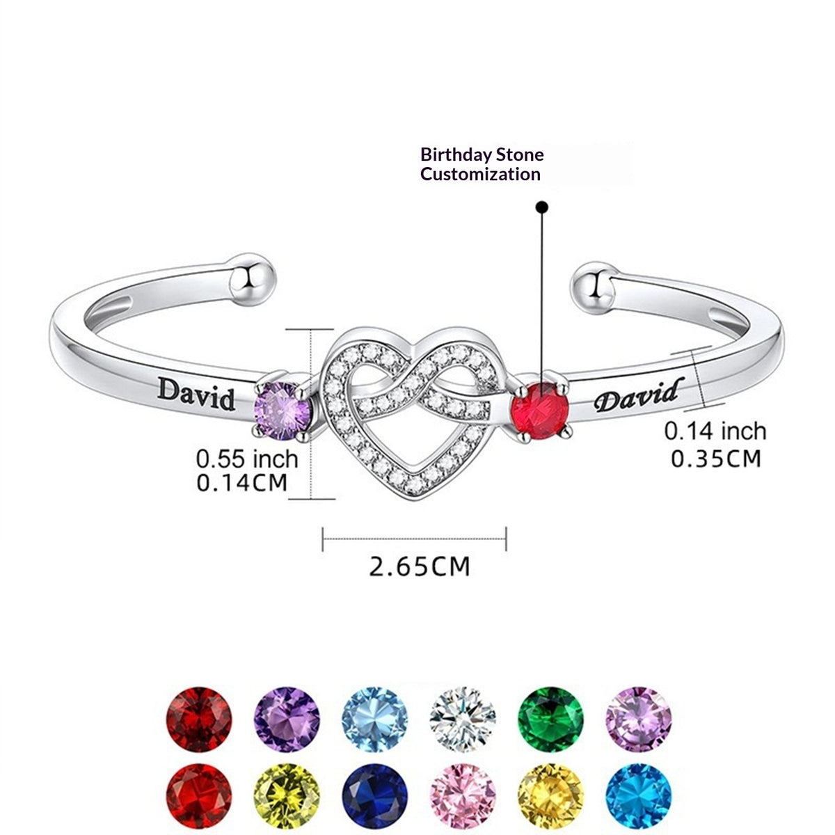 Personalisiertes Armband mit Geburtsstein und Gravur – Bild 4 | LuxeStyle