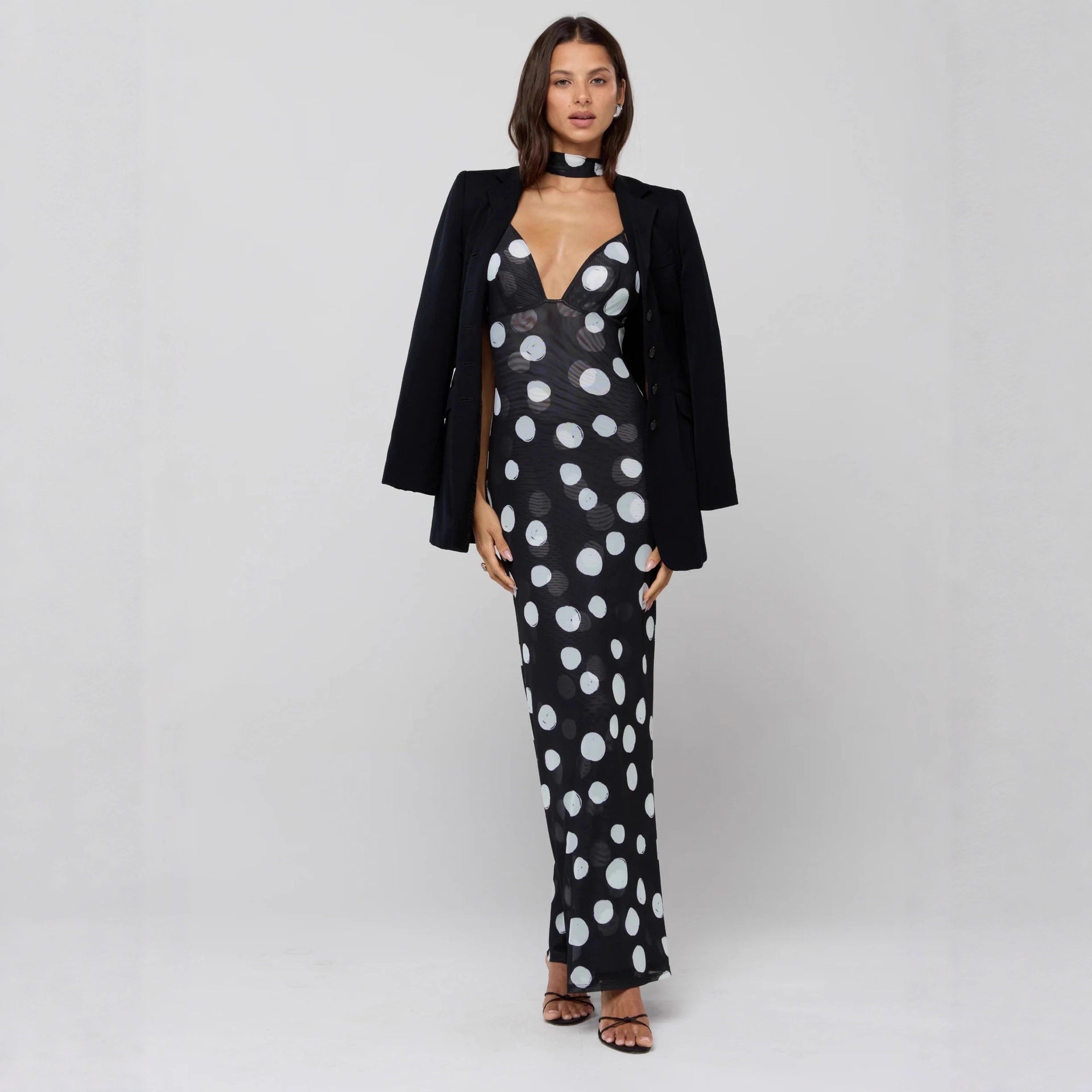Neckholder-Kleid mit Polka Dots