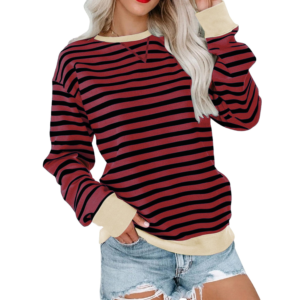 Gestreiftes Color-Blocked Langarm-Sweatshirt