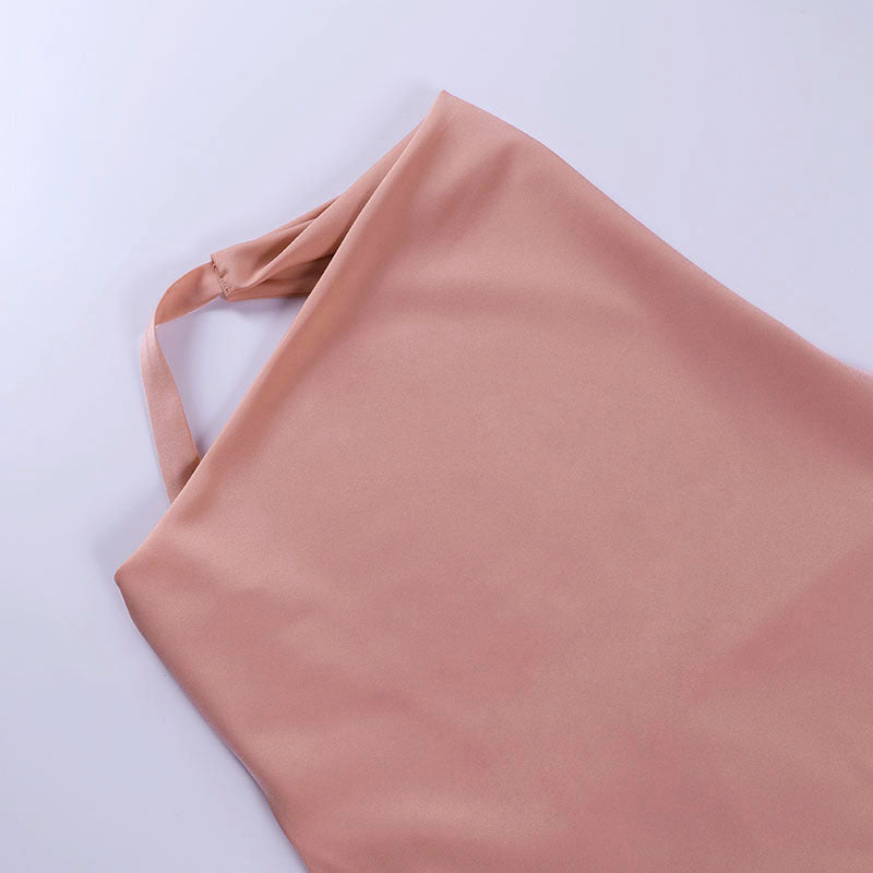 Satin-Partykleid, rückenfrei, V-Ausschnitt, Mini