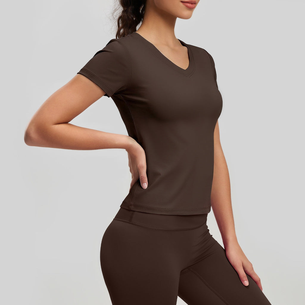 V-Neck Sport-Shirt Kurzarm – Peach